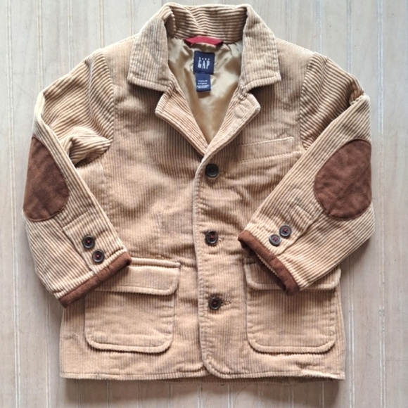 Baby Gap Toddler Tan Corduroy Blazer Jacket Elbow Patch Classic Vintage Preppy - Picture 1 of 11